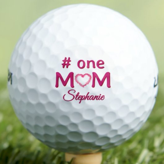 Moederdag Gift #One MOM Roze Gepersonaliseerde Gol Golfballen