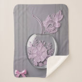 Moederdag gift Roze & Grijs Bloemglas AI kunst Sherpa Deken (Voorkant)