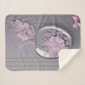 Moederdag gift Roze & Grijs Bloemglas AI kunst Sherpa Deken (Voorkant (horizontaal))