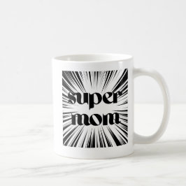 Moederdag Gift, Super Mam, Zwart-wit Koffiemok