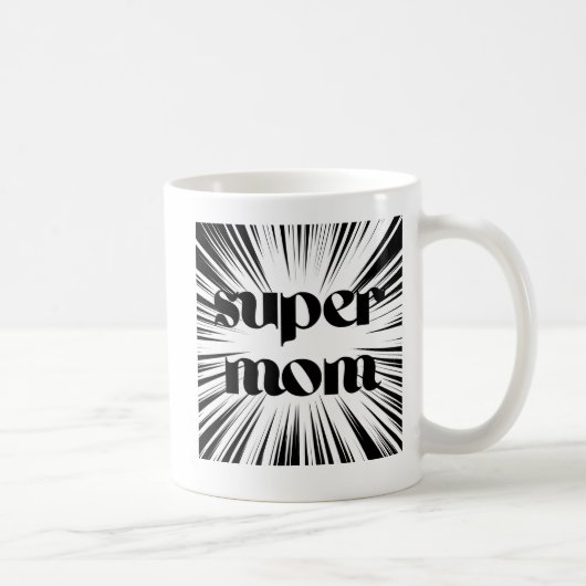 Moederdag Gift, Super Mam, Zwart-wit Koffiemok (Rechts)