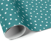 Moederdag Gift | Tiny Daisies op Blauwgroen Cadeaupapier (Rol Hoek)