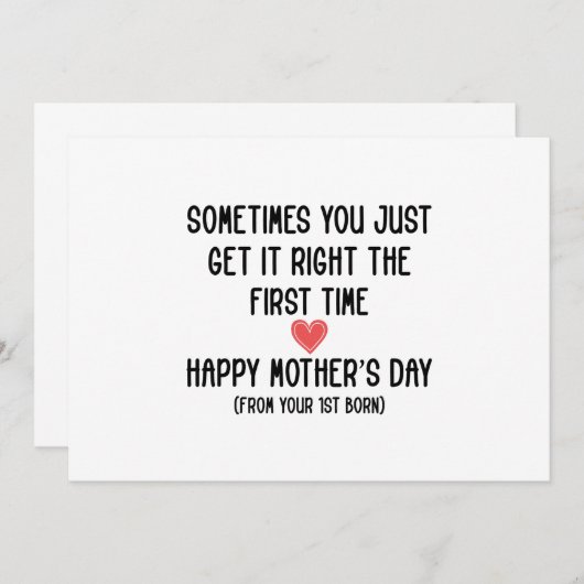 Moederdag Gift Van Eerste Geboren Gift Voor Moeder Kaart (Voorkant / Achterkant)