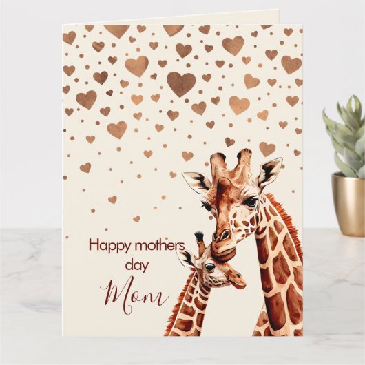 Moederdag Giraffe, Gelukkige Moederdag Kaart (Kleine Plant)