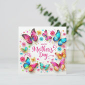 Moederdag Glanzende Vlinders Feestdagenkaart (Staand voorkant)