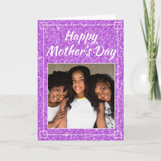 Moederdag Glitterende Aangepaste Gezinsfoto Kaart (Voorkant)