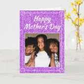 Moederdag Glitterende Aangepaste Gezinsfoto Kaart (Gele Bloem)
