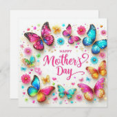 Moederdag Glitterende Vlinders Feestdagenkaart (Voorkant / Achterkant)