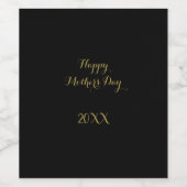 Moederdag Golden Gold Black Elegant 2023 Wijn Etiket (Enkel label)