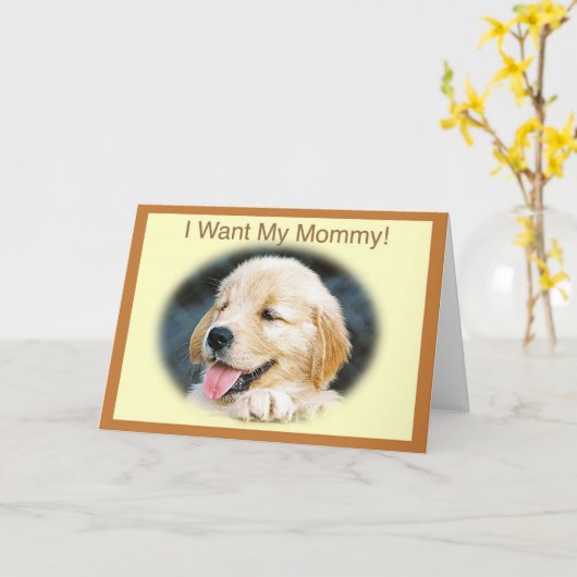 Moederdag Golden Retriever Kaart (Gele Bloem)