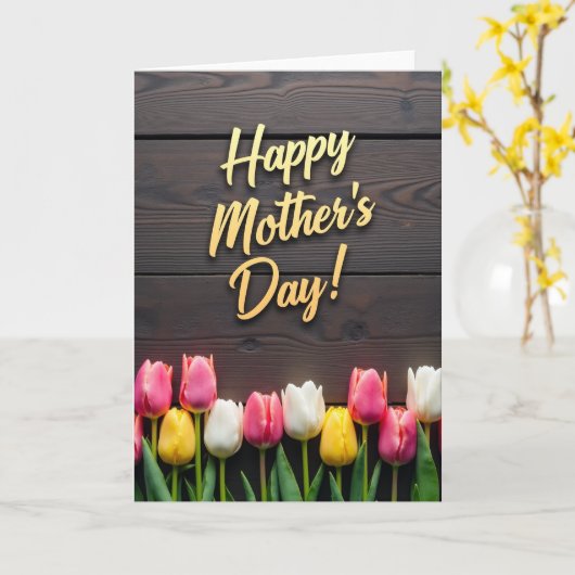 Moederdag Gouden Script Kaart (Gele Bloem)