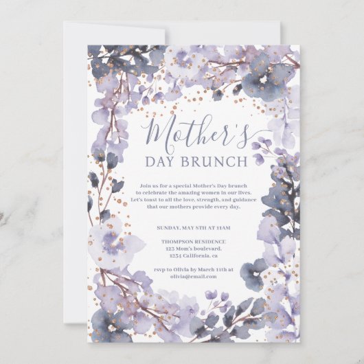 Moederdag goudkleurige lavendel waterverf kaart (Voorkant)