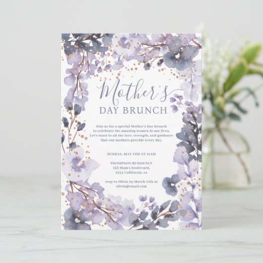 Moederdag goudkleurige lavendel waterverf kaart (Staand voorkant)