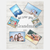 Moederdag Grandma Family Foto Rustic Wood Fleece Deken (Voorkant)