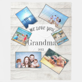 Moederdag Grandma Family Foto Rustic Wood Fleece Deken