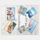 Moederdag Grandma Family Foto Rustic Wood Fleece Deken (Voorkant (Horizontaal))