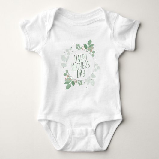 Moederdag Green Leaves Wreath | Bodysuit (Voorkant)
