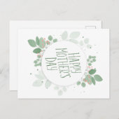 Moederdag Green Leaves Wreath | BRIEFKAART (Voorkant / Achterkant)