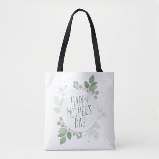 moederdag Green Leaves Wreath | Canvas tas (Voorkant)