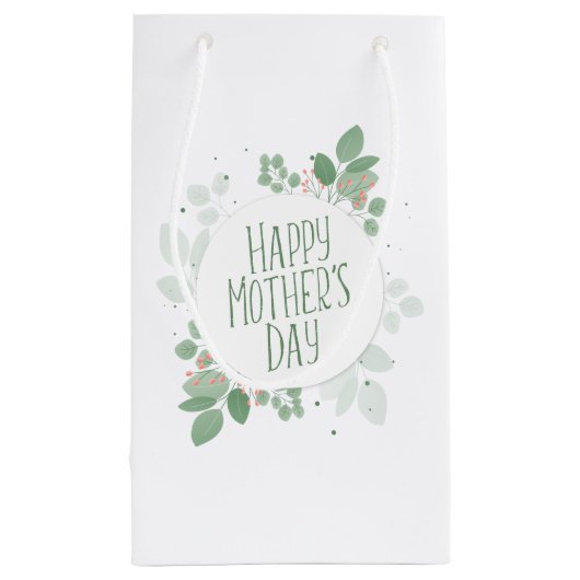 moederdag Green Leaves Wreath | Gift Bag Klein Cadeauzakje (Achterkant)