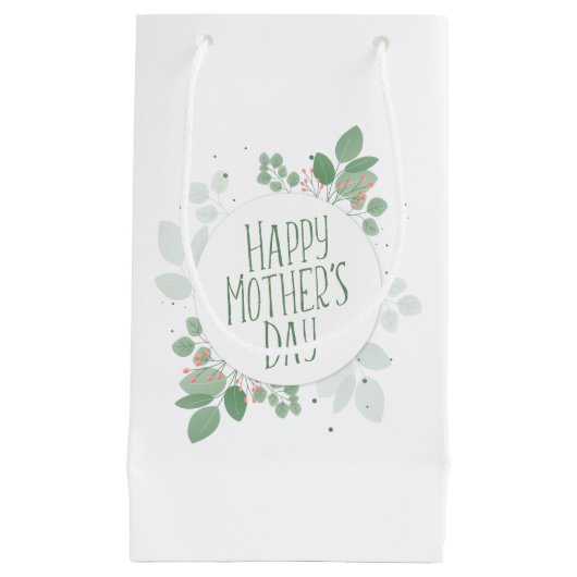 moederdag Green Leaves Wreath | Gift Bag Klein Cadeauzakje (Voorkant)