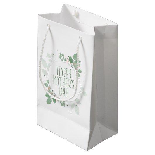 moederdag Green Leaves Wreath | Gift Bag Klein Cadeauzakje (Voorkant Gekanteld)
