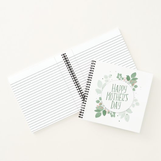 Moederdag Green Leaves Wreath | Laptop Notitieboek (Binnen)