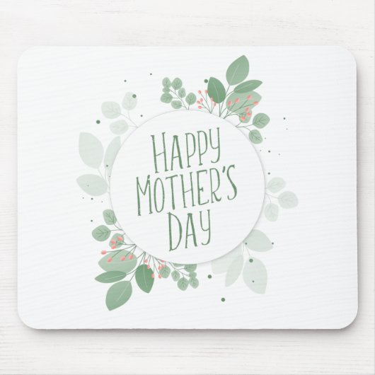 Moederdag Green Leaves Wreath | Mousepad Muismat (Voorkant)