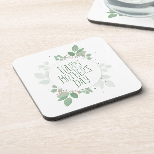 Moederdag Green Leaves Wreath | ONDERZETTER (Linkerzijde)