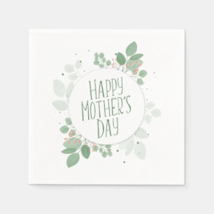 moederdag Green Leaves Wreath   Papier Napkin Servet