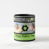 Moederdag Green Reto Floral Theme 2-Foto Mok (Midden)