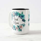 Moederdag Groene en gele rozen Tweekleurige Koffiemok (Voorkant links)