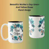 Moederdag Groene en gele rozen Tweekleurige Koffiemok