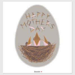 Moederdag Groet met Baby Vogels in Nest Sticker
