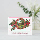  Moederdag Groet met Rozen en Huis Briefkaart (Staand voorkant)