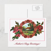  Moederdag Groet met Rozen en Huis Briefkaart (Voorkant / Achterkant)