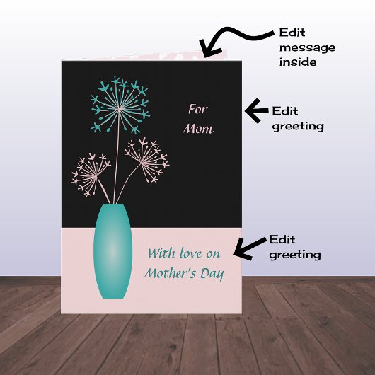 Moederdag grote aangepaste tekstbloemen voor mam kaart