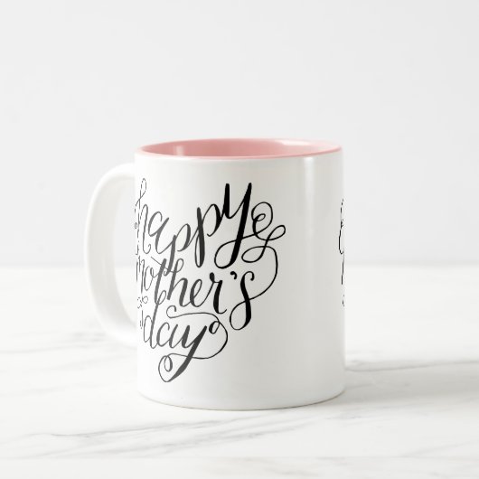 Moederdag handgeschakelde kalligrafie tweekleurige koffiemok (Voorkant links)