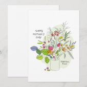 Moederdag handgetekende bloemrijke vakantiegroet k feestdagenkaart (Voorkant / Achterkant)