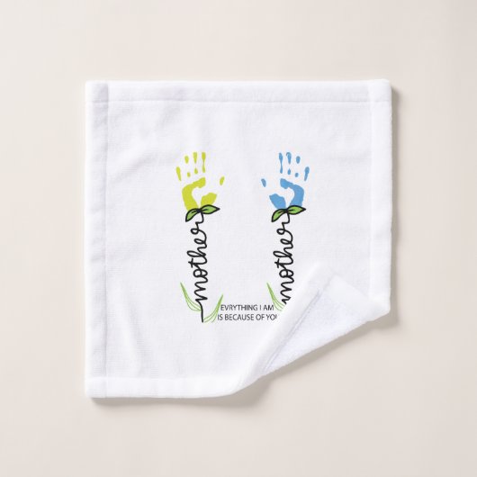 Moederdag Handprint gepersonaliseerd Bad Handdoek (Wasdoekje)