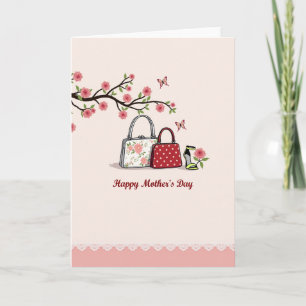 Moederdag-handtassenkaart met bloemen kaart