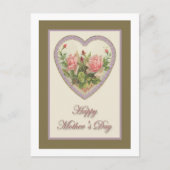 Moederdag hart en bloemen briefkaart (Voorkant)