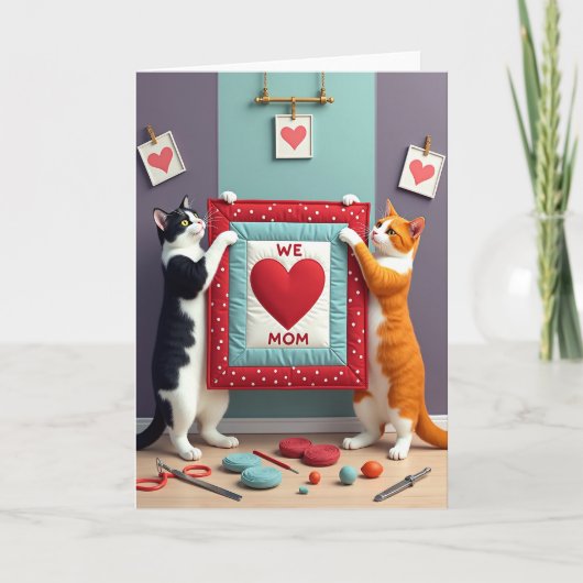 Moederdag Hart Kunstkaart voor Katten Kaart (Voorkant)