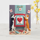 Moederdag Hart Kunstkaart voor Katten Kaart (Gele Bloem)