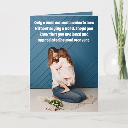 Moederdag Hartelijke Boodschap Opgevouwen Vakantie Feestdagen Kaart (Voorkant)