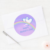 Moederdag Harten op Regenboog Ronde Sticker (Envelop)