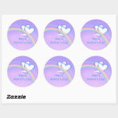 Moederdag Harten op Regenboog Ronde Sticker (Vel)