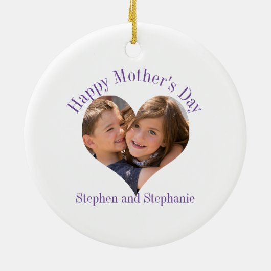 Moederdag hartfoto keramisch ornament (Achterkant)