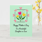 Moederdag Hartjes Kaart in Mintgroen (Gele Bloem)