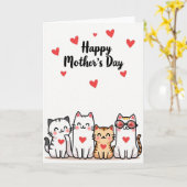 Moederdag Hartjes Kaart voor Katten (Gele Bloem)